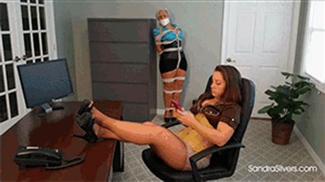 Lesbian Ladyboss Keeps MILF Secretary Captive Teases Her With Bondage Orgasms Pantyhose