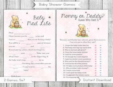 Classic Bear Baby Shower Games Baby Shower Game Set Of Etsy