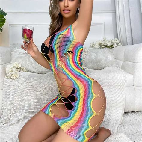 Wholesale Fishnet Bodysuit Lingerie Mesh Bodystockings Dress Beach Cover Up Chemise Dress For