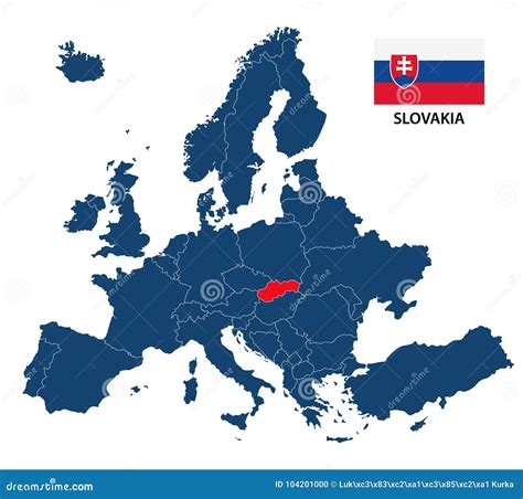 Vector El Ejemplo De Un Mapa De Europa Con Eslovaquia Destacada