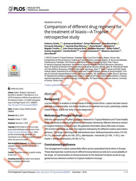 Comparison of Different Drug Regimens For The Treatment of Loiasis-A ...