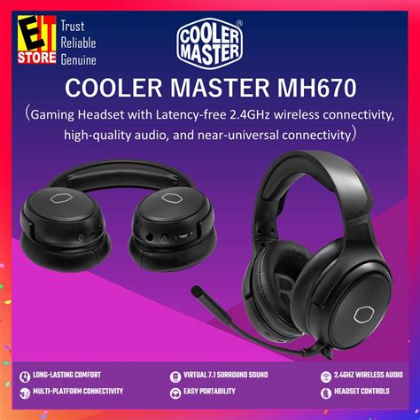 COOLER MASTER MH670 WIRELESS GAMING HEADSET 7.1 SURROUND SOUND /HEADSET ...