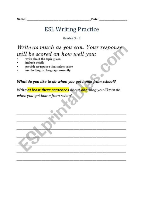 Esl Writing Practice Esl Worksheet By Nduet