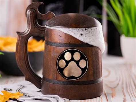 Cat Paw Beer Mug With Lid Personalized Groomsman Stein Etsy