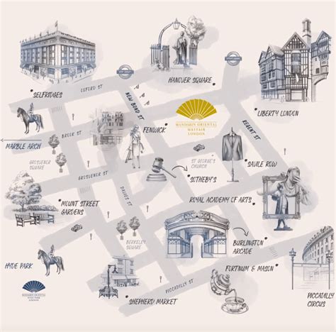 Mandarin Oriental map of Mayfair hotspots by Ewelina Dymek | JSR Agency