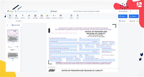 Reg Notice Of Transfer And Release Of Liability Blank Pdfliner