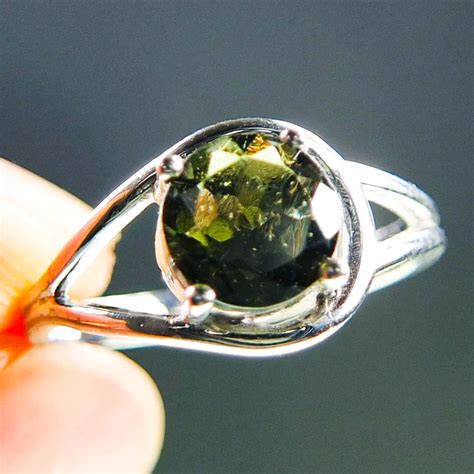 Silver Moldavite Ring Certified