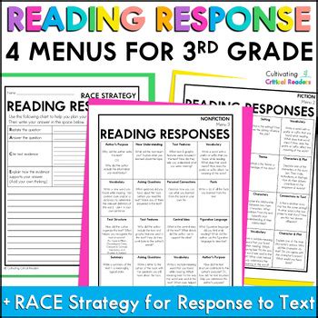 FREE Reading Response Menus By Cultivating Critical Readers TpT