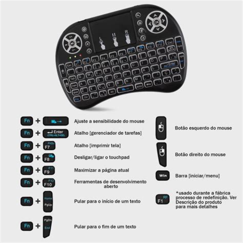 Mini Teclado Sem Fio Air Mouse Touch Tv Smart Wireless Luz No Shoptime