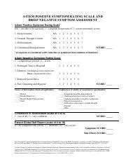 Schizophrenia Algorithm PSRS BNSA Rating Scale Pdf 4 ITEM POSITIVE