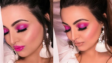 Hot Pink Glittery Smokey Eye Makeup Tutorial Youtube