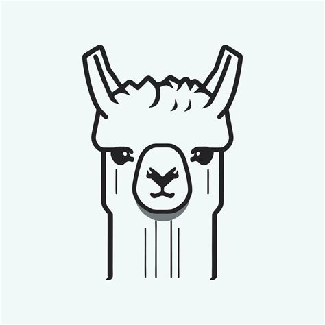 Llama, alpaca outline vector, Simple cool white llama head drawing with sunglasses, hand drawn ...