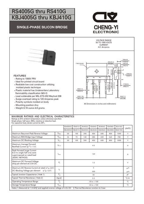 Rs G Datasheet Pdf Single Phase Silicon Bridge