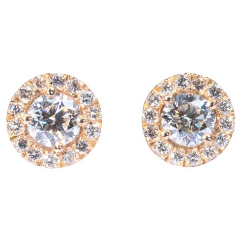 Stunning 18k Yellow Gold Stud Earrings With 202ct Natural Diamonds Igi