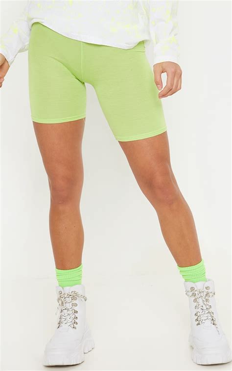 Petite Neon Lime Basic Bike Shorts Petite Prettylittlething Qa