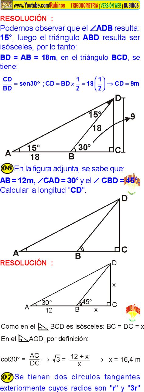 Razones TrigonomÉtricas En Los TriÁngulos RectÁngulos Notables