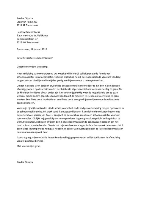 Sollicitatiebrief Schoonmaakster Top Motivatiebrief Voor De Schoonmaak