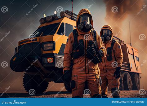 Firemen Extinguishing Fire With Firefighting Equipment Firefighter