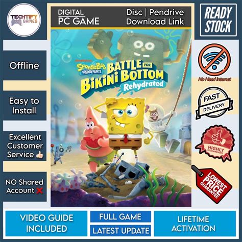 PC Game SpongeBob SquarePants Battle For Bikini Bottom Rehydrated Offline Disc Pendrive