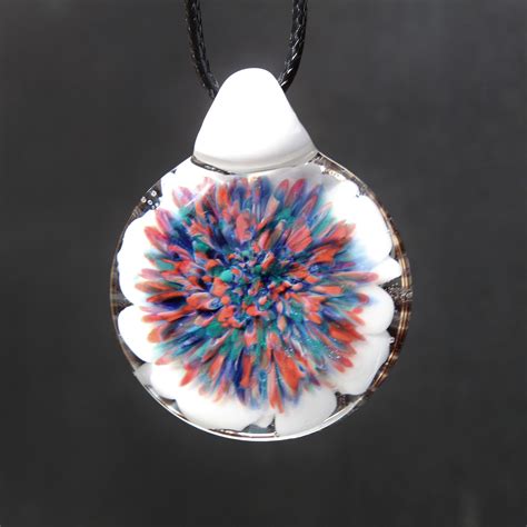 Blown Glass Pendant Necklace T For Her T For Him Trippy Glass Pendant Heady Glass