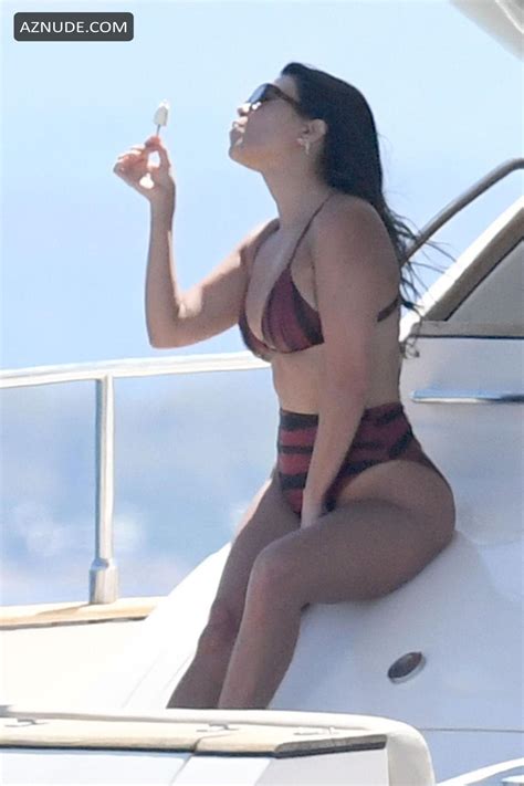 Kourtney Kardashian Wearing A Two Piece Bikini While Enjoying Her Vacation In Sardinia AZNude