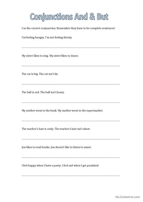 Use The Correct Conjunction And English ESL Worksheets Pdf Doc