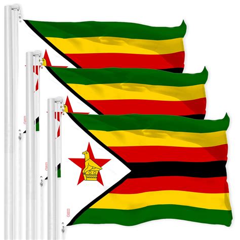 G128 3 Pack Zimbabwe Zimbabwean Flag 3x5 Ft Liteweave Pro Series