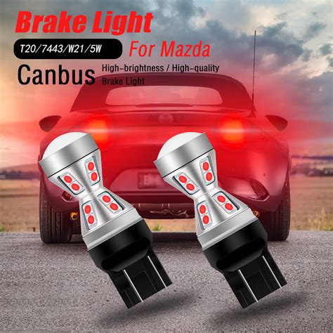 2pcs Car LED Brake Light Blub Lamp W21 5W 580 7443 T20 Canbus For