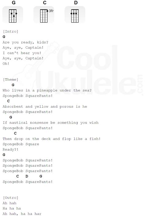 SpongeBob Songs Ukulele CHORDS | CoolUkulele.com