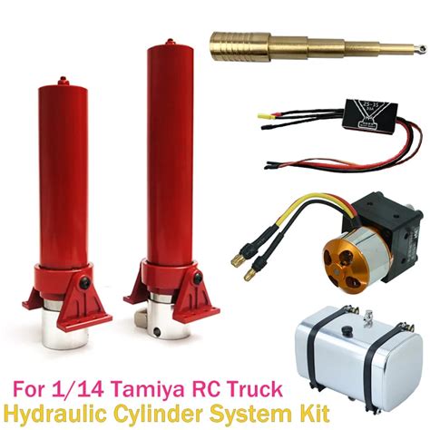 Cilindro de óleo hidráulico metálico bomba tanque esc para 1 14 tamiya