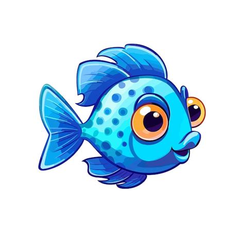 Crie um bonito único peixe tang azul estilo de arte de desenho animado