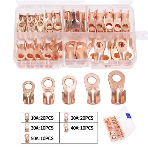 70PCS OT Series Terminal Splice Wire Copper O Shape Circular Naked Cable Connector Ring Lug