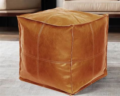 Amazon RISEON Unstuffed Boho Handmade Faux Leather Moroccan Pouf