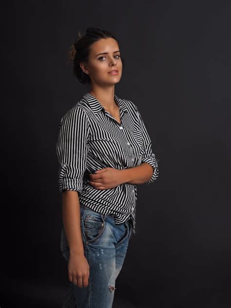 Model Cute Female Brunette Posing Isolated At Black Stock Photo Image Of Female Isolated
