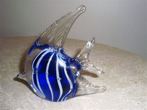 Blue Glass Paperweight Murano Glass Fish Paperweight Art Etsy Glass