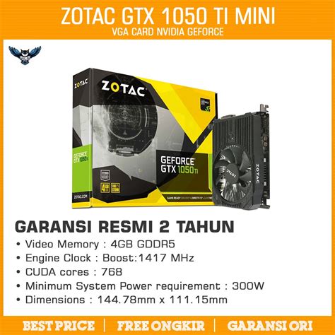 Jual VGA ZOTAC GTX 1050 Ti 4GB DDR5 Nvidia GeForce GTX 1050Ti 1 FAN