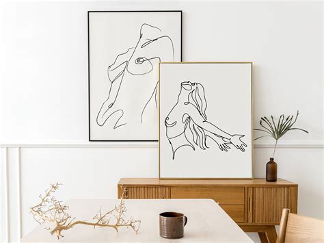 Woman Line Art Print Female Figure Line Art Set Naked Woman Wall Art Print Set Abstract Woman