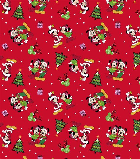 Mickey Minnie Flannel Fabric Home For The Holiday Red Disney Fabric