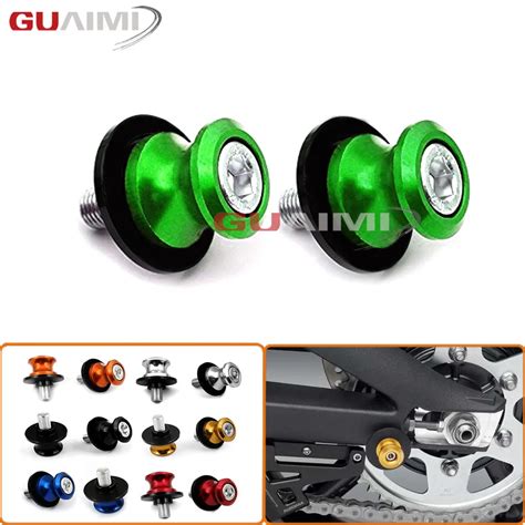 Cnc Mm Swingarm Sliders Spools Green For Kawasaki Z