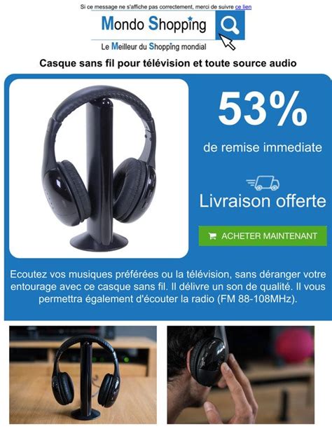 Mondoshopping Decouvrez Notre Casque sans fil pour télévision et toute