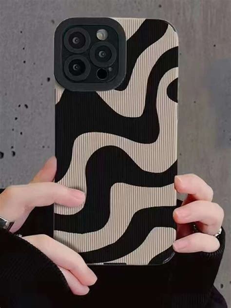 1pc Black & White Striped Phone Case Compatible With Iphone 14/14 Pro/13 Pro Max/12/11/plus ...