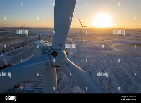 Aerial view of wind turbine field Stock Photo - Alamy