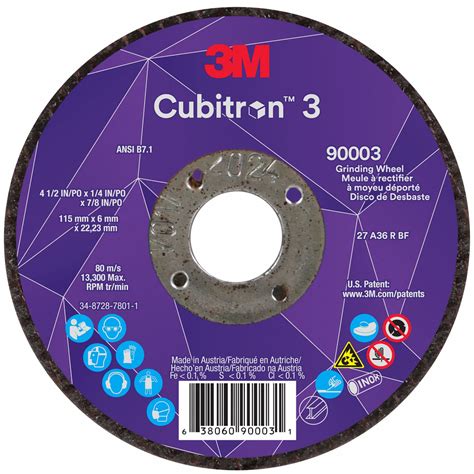 3M CUBITRON 3 Type 27 4 1 2 X 1 4 X 7 8 Depressed Center Grinding