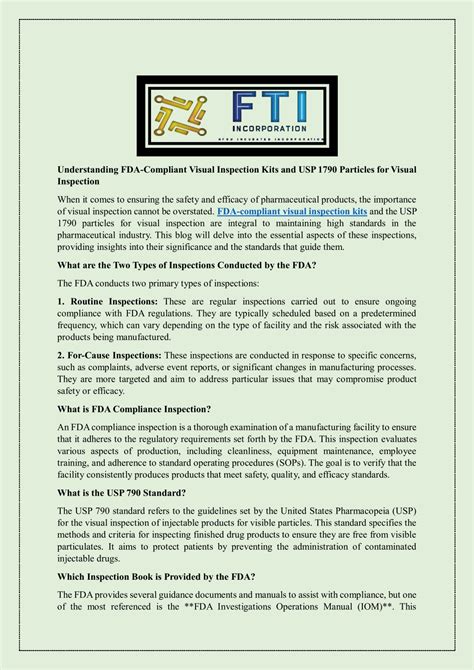 Ppt Understanding Fda Compliant Visual Inspection Kits And Usp