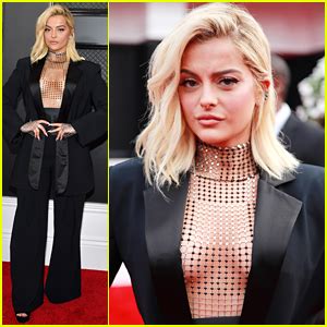 Bebe Rexha Stuns In Black Silver Chainlink Top At Grammys