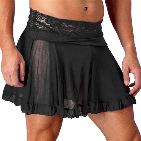 De Herren Spitze Durchsich Rock Mit String Sissy Dessous Nachtw Sche Gay Thong Ebay