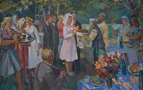 Художник Неизвестный (авторская) Свадьба Wedding Painting, Ussr ...