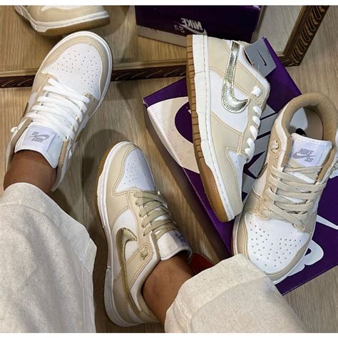 Tênis Nike SB Dunk Low Linha Premium Nude Dourado Shopee Brasil