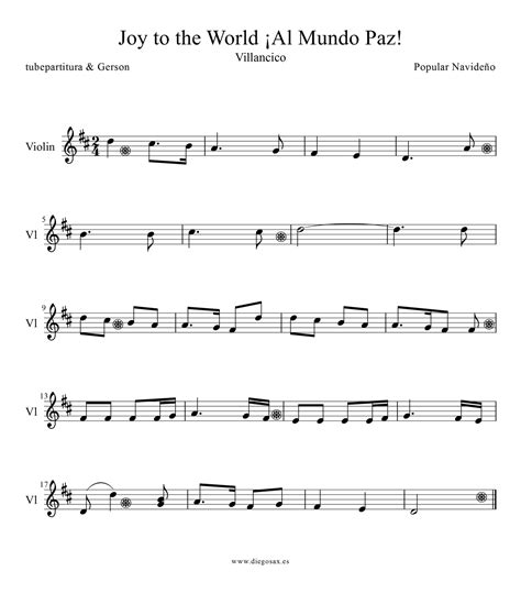 Tubescore Joy To The World Sheet Music For Violin Popular Song Joy To