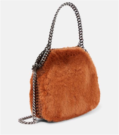 Falabella Mini Faux Fur Shoulder Bag In Beige Stella Mc Cartney